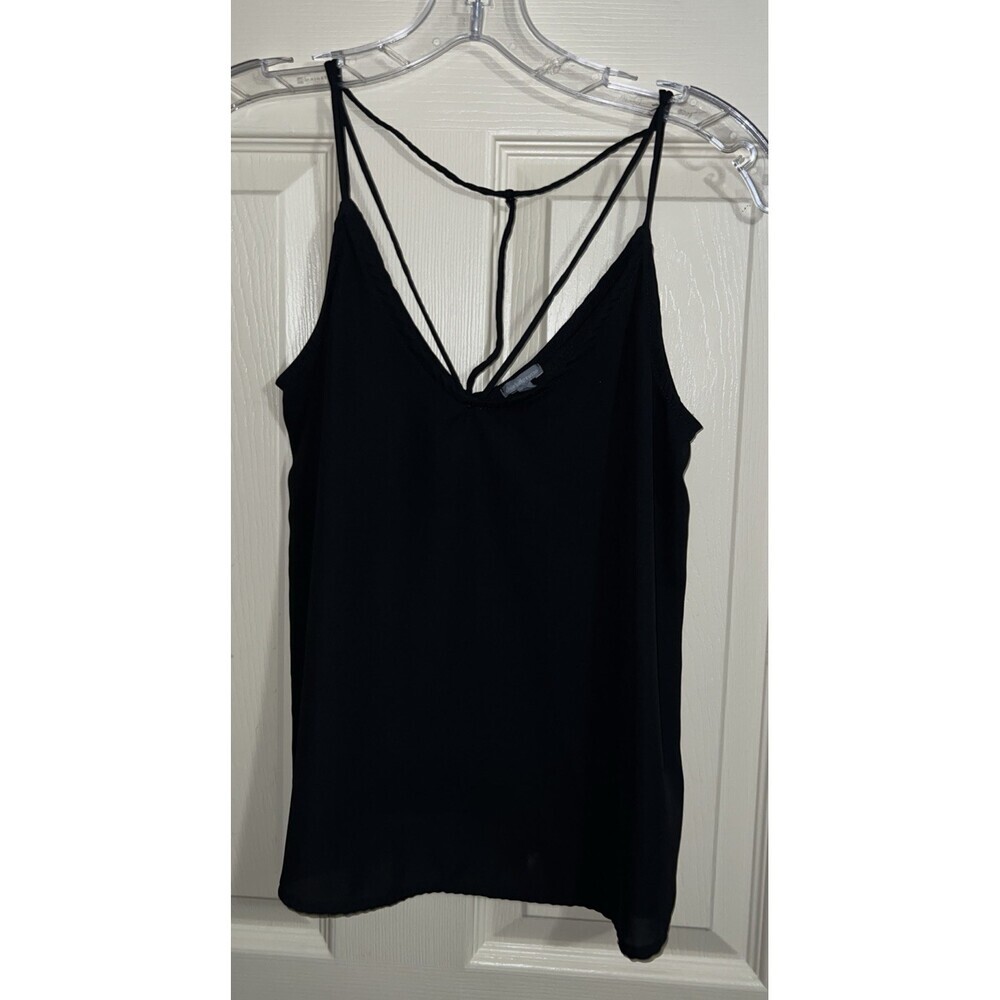 Charolette Russe Tank Top Black Blouse Smooth Party Dress Up Sexy Cross Back XS